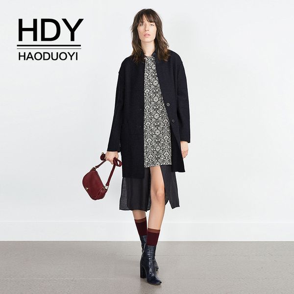 hdy haoduoyi 2019 new arrival fashion suit lapel coat sweet college style solid color straight type windbreaker woolen coat, Black
hdy haoduoyi 2019 new arrival fashion suit lapel coat sweet college style solid color straight type windbreaker woolen coat, Black