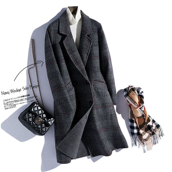 double-faced women woolen coat 2019 new fashion medium long lady slim-type fine grid autumn female classic lattice wool ss659, Black
double-faced women woolen coat 2019 new fashion medium long lady slim-type fine grid autumn female classic lattice wool ss659, Black