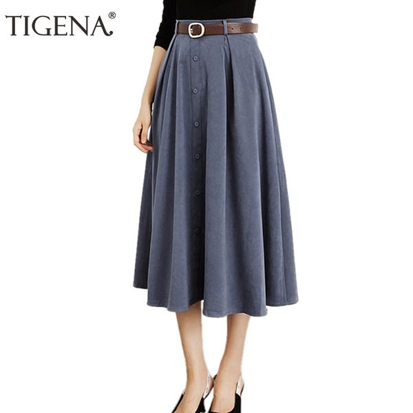 tigena 2019 autumn winter elegant long skirts women button belt a-line high waist suede skirt female blue yellow khaki black, Black;gray
tigena 2019 autumn winter elegant long skirts women button belt a-line high waist suede skirt female blue yellow khaki black, Black;gray