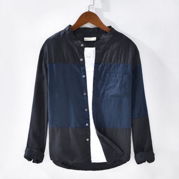 2020 men's long sleeve shirts 100%linen summer casual patchwork shirts man black stand collar shirt male y2462, White;black
2020 men's long sleeve shirts 100%linen summer casual patchwork shirts man black stand collar shirt male y2462, White;black