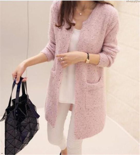 

новые товары для женщин длинные осень длинный кардиган свитер втулки крючком девушки knit top женская весна, White