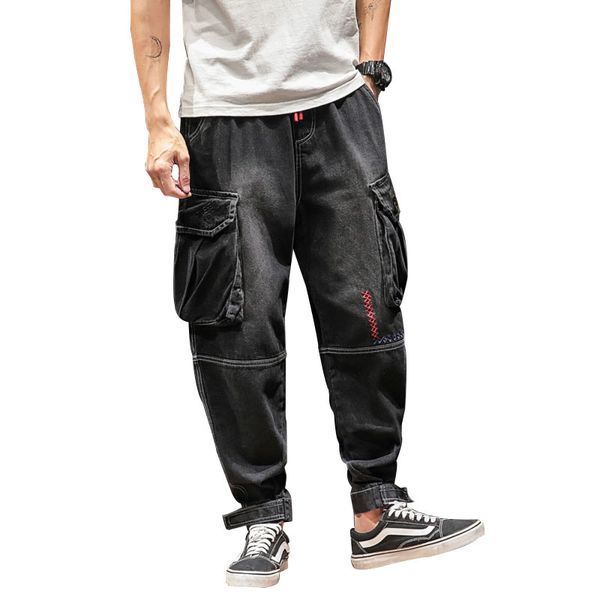 2019 autumn men's jeans streetwear jogging pants mens multi-pocket loose casual clothes male sweatpants plus size 5xl, Blue
2019 autumn men's jeans streetwear jogging pants mens multi-pocket loose casual clothes male sweatpants plus size 5xl, Blue