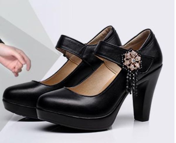 2019 women's shoes in spring and autumn with new style high heel coarse heel round head@w162, Black
2019 women's shoes in spring and autumn with new style high heel coarse heel round head@w162, Black