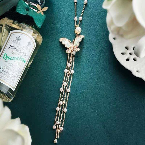 2020 new korea butterfly necklace jewelry elegant pearl tassel drop necklace for women shiny rhinestone accesorios mujer, Silver
2020 new korea butterfly necklace jewelry elegant pearl tassel drop necklace for women shiny rhinestone accesorios mujer, Silver