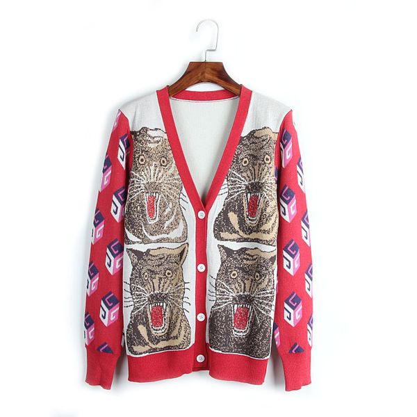 2019 new luxury women designer sweaters four tiger leopard jacquard v-neck cardigan wholesale thin long-sleeved women sweater size s-l, White;black
2019 new luxury women designer sweaters four tiger leopard jacquard v-neck cardigan wholesale thin long-sleeved women sweater size s-l, White;black