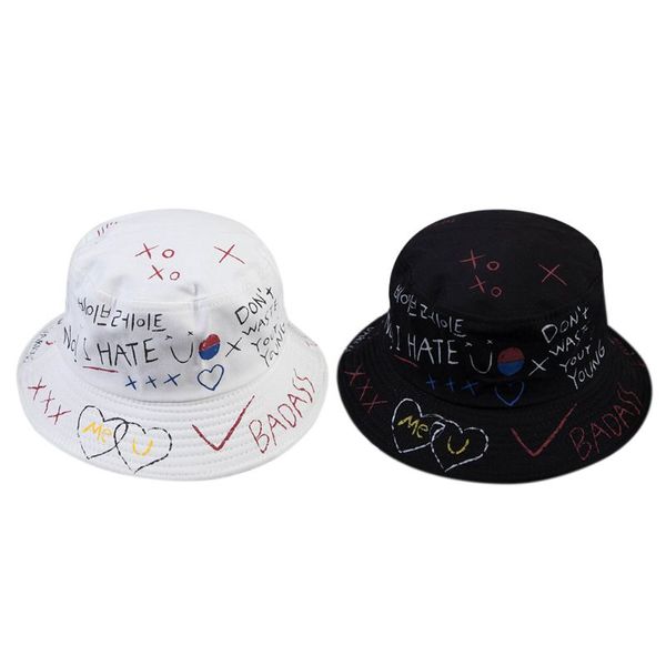 women men summer harajuku outdoor bucket hat korean letters heart graffiti printed personality hip hop fisherman cap streetwear
women men summer harajuku outdoor bucket hat korean letters heart graffiti printed personality hip hop fisherman cap streetwear