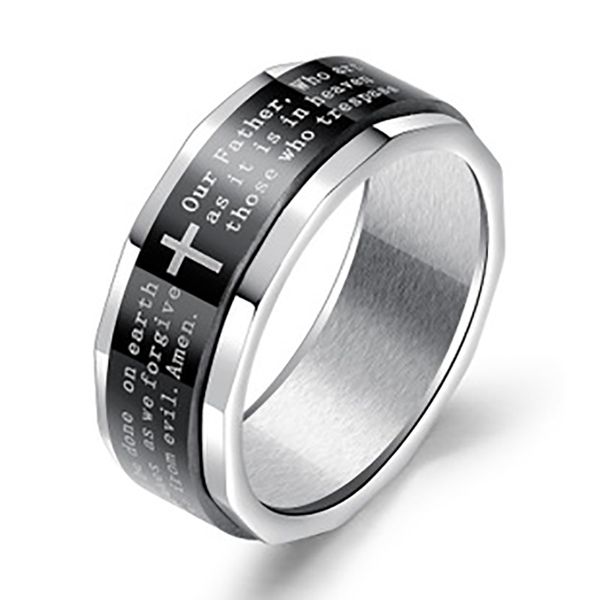 new simple fashion style ring black cross 8mm ring english bible scripture titanium steel street boys jewelry gift vr587, Golden;silver
new simple fashion style ring black cross 8mm ring english bible scripture titanium steel street boys jewelry gift vr587, Golden;silver