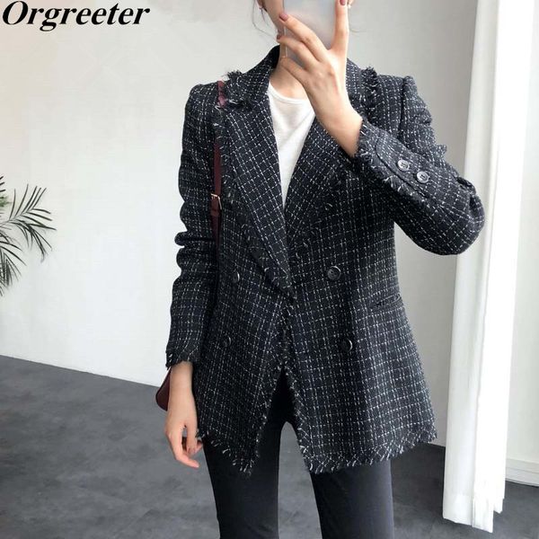 tweed suits coat 2019 autumn winter fashion design plaid long sleeve tassel notched jacket work wear outwear, Black
tweed suits coat 2019 autumn winter fashion design plaid long sleeve tassel notched jacket work wear outwear, Black