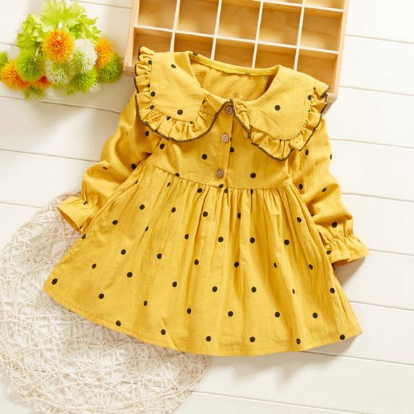 baby girls dresses autumn casual children's wear girl toddler fashion doll collar dot printed long sleeve sweet princess dress, Red;yellow
baby girls dresses autumn casual children's wear girl toddler fashion doll collar dot printed long sleeve sweet princess dress, Red;yellow