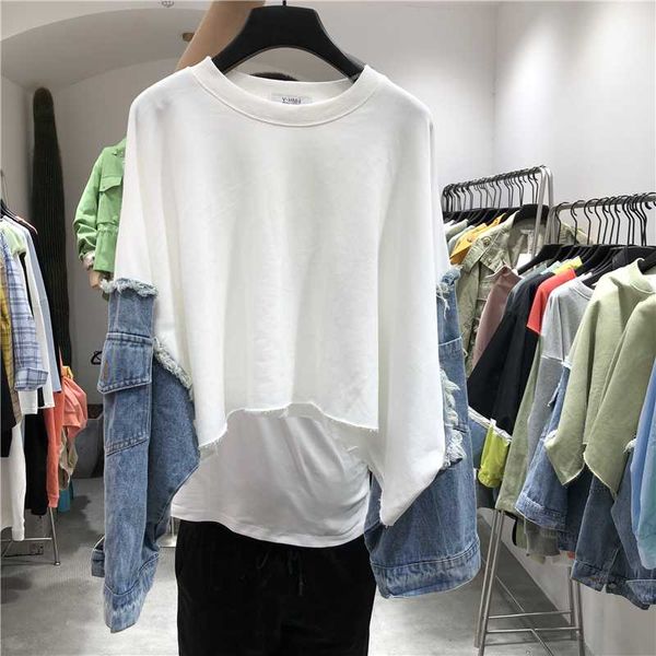 korean style hoody women sweatshirts 2020 spring new style bat sleeve denim stitching sweatshirts female pluz-sized women, Black
korean style hoody women sweatshirts 2020 spring new style bat sleeve denim stitching sweatshirts female pluz-sized women, Black