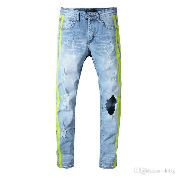 mens hole distressed ripped motorcycl biker jeans slim fit denim pants fashion designer hip hop mens jeans size 28-40, Blue
mens hole distressed ripped motorcycl biker jeans slim fit denim pants fashion designer hip hop mens jeans size 28-40, Blue