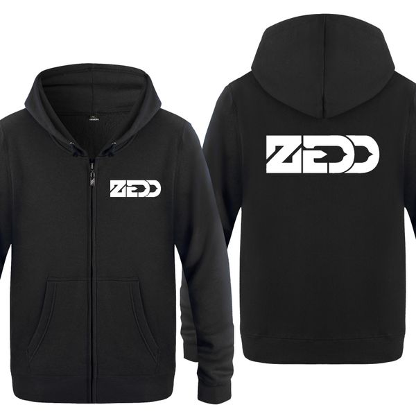 dj zedd hip hop hoodies men 2018 men's fleece zipper cardigans hooded sweatshirts, Black