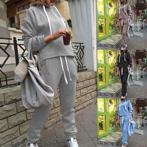 2019 fashion sportswear women long pants tracksuit set 2 piece long sleeve pullover outfits solid sweatshirt skinny yoga sets, Black;blue 
2019 fashion sportswear women long pants tracksuit set 2 piece long sleeve pullover outfits solid sweatshirt skinny yoga sets, Black;blue