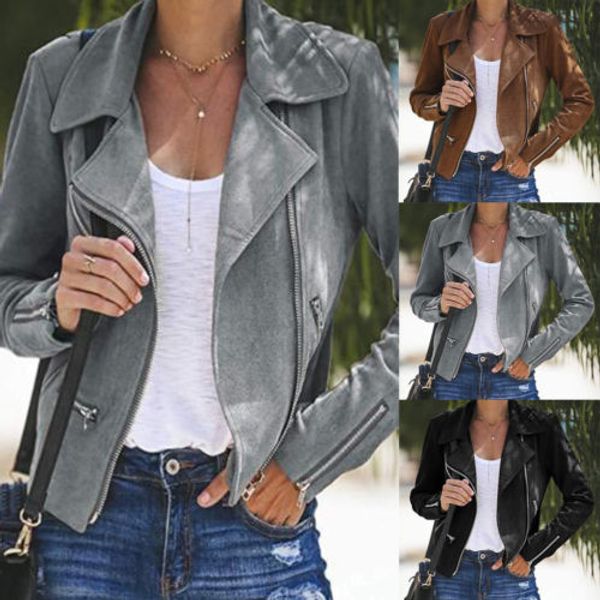 autumn winter women jacket fashion long sleeve solid outwear ladies zipper biker casual jacket, Black;brown
autumn winter women jacket fashion long sleeve solid outwear ladies zipper biker casual jacket, Black;brown