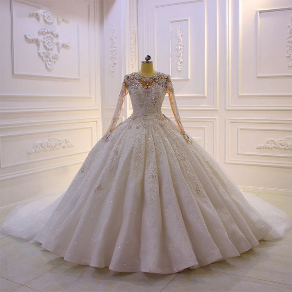 luxury long sleeve crystal wedding dresses 2019 beaded lace appliqued bridal gowns vintage ball gown plus size robes de soiree, White
luxury long sleeve crystal wedding dresses 2019 beaded lace appliqued bridal gowns vintage ball gown plus size robes de soiree, White