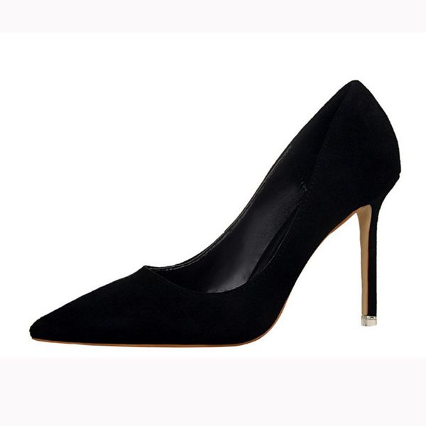 pumps 2019 fashion simple stiletto with high-heeled shallow mouth pointed suede slimming professional women's shoes, Black
pumps 2019 fashion simple stiletto with high-heeled shallow mouth pointed suede slimming professional women's shoes, Black