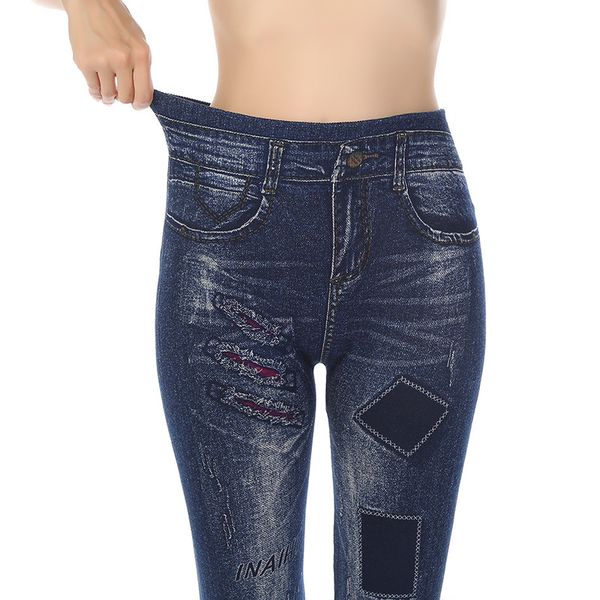 2019 foreign trade seamless denim-like fabric printed leggings women's outer wear home versatile capri pants breathable leggings, Blue
2019 foreign trade seamless denim-like fabric printed leggings women's outer wear home versatile capri pants breathable leggings, Blue