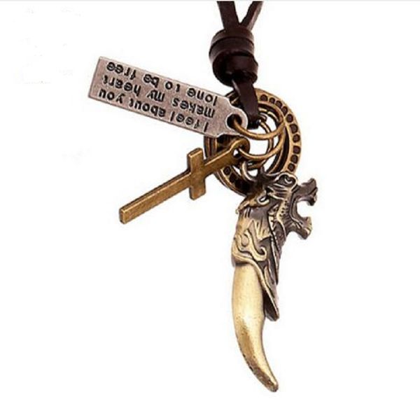 new fashion brave man alloy animal wolf tooth necklace pendant antique elephant dragon head leather necklace for men jewelry diy, Silver
new fashion brave man alloy animal wolf tooth necklace pendant antique elephant dragon head leather necklace for men jewelry diy, Silver
