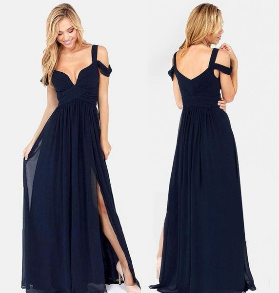 split navy blue chiffon bridesmaid dresses off shoulder simple maid of honor dress evening party gowns formal long prom dresses, White;pink
split navy blue chiffon bridesmaid dresses off shoulder simple maid of honor dress evening party gowns formal long prom dresses, White;pink