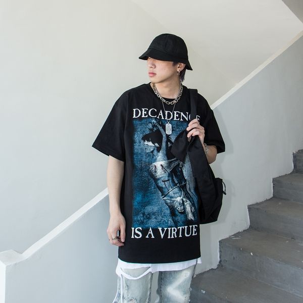 hiphop rock rap fashion brand short sleeve t-shirt men hip hop loose national trend dark bereavement tee, White;black
hiphop rock rap fashion brand short sleeve t-shirt men hip hop loose national trend dark bereavement tee, White;black