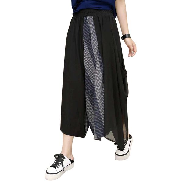 elastic wide leg pants for women fashion loose calf-length pants female high waist patchwork trousers summer autumn clothes, Black;white
elastic wide leg pants for women fashion loose calf-length pants female high waist patchwork trousers summer autumn clothes, Black;white