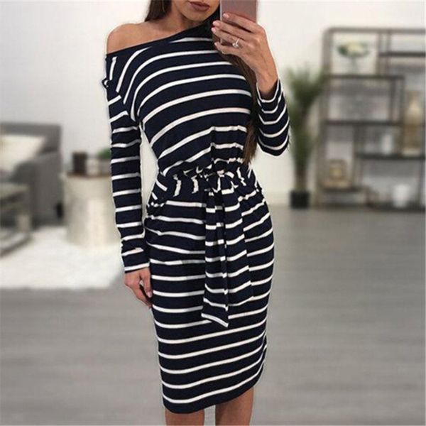 2020 women striped dress autumn ladies dresses off shoulder long sleeve mini dress casual plus size women evening party dresses, Black;gray
2020 women striped dress autumn ladies dresses off shoulder long sleeve mini dress casual plus size women evening party dresses, Black;gray
