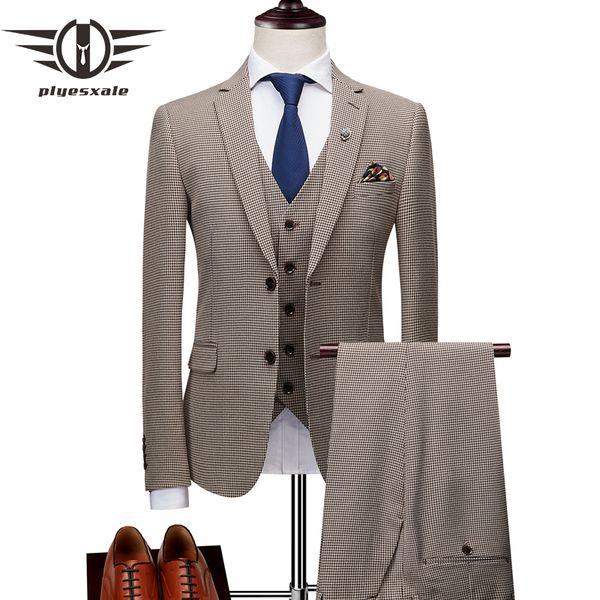 men's suits & blazers plyesxale classic men for wedding elegant 3 piece formal set grey khaki gentleman mens dress 2021 q1, White;black
men's suits & blazers plyesxale classic men for wedding elegant 3 piece formal set grey khaki gentleman mens dress 2021 q1, White;black