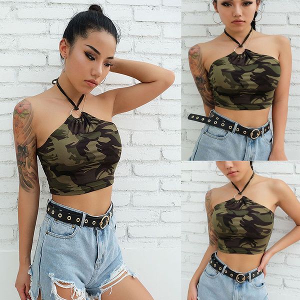 new women girls sleeveless camouflage halter lace up slim fit skinny club crop motor biker hip hop street camis, White
new women girls sleeveless camouflage halter lace up slim fit skinny club crop motor biker hip hop street camis, White