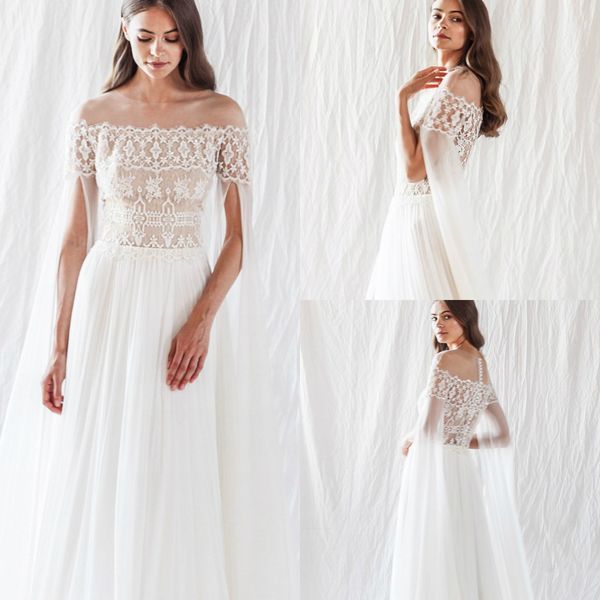 divine atelier 2019 beach wedding dresses lace appliques with long sleeves chiffon bohemia bridal gowns plus size caftan, White
divine atelier 2019 beach wedding dresses lace appliques with long sleeves chiffon bohemia bridal gowns plus size caftan, White