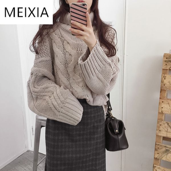 meixia 2020 autumn winter women casual sweater turtleneck solid computer knitting fashion loose all-purpose style thick sweater, White;black
meixia 2020 autumn winter women casual sweater turtleneck solid computer knitting fashion loose all-purpose style thick sweater, White;black