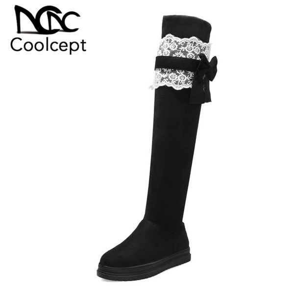 coolcept sweet ladies bowknot lace over knee boots thick boots black daily flats shoes woman winter warm long size 34-44
coolcept sweet ladies bowknot lace over knee boots thick boots black daily flats shoes woman winter warm long size 34-44