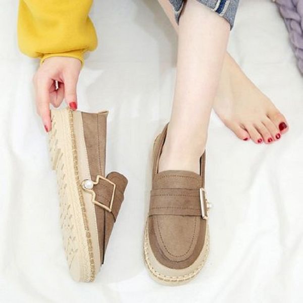 beanie shoes female 2019 spring new wild casual thick bottom muffin single shoes female one foot flat bottom loafers, Black 
beanie shoes female 2019 spring new wild casual thick bottom muffin single shoes female one foot flat bottom loafers, Black