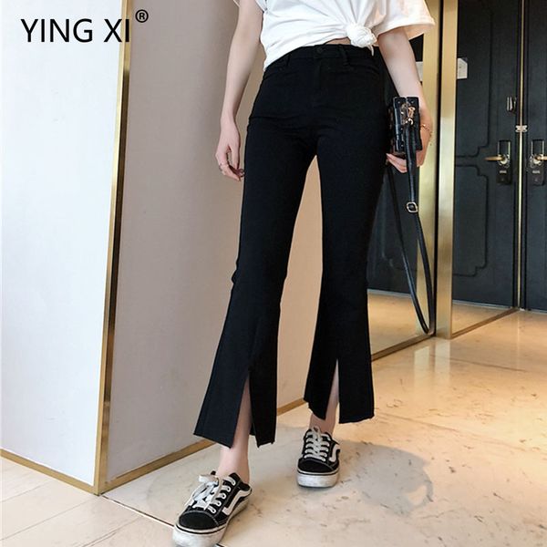 ying xi 20 spring and summer elastic force flare pants solid high waist ankle length kick pleat black women pants, Black;white
ying xi 20 spring and summer elastic force flare pants solid high waist ankle length kick pleat black women pants, Black;white