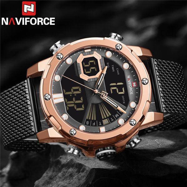naviforce men watch quartz digital male clock sport stainless steel black gold man wristwatch 9172, Slivery;brown
naviforce men watch quartz digital male clock sport stainless steel black gold man wristwatch 9172, Slivery;brown