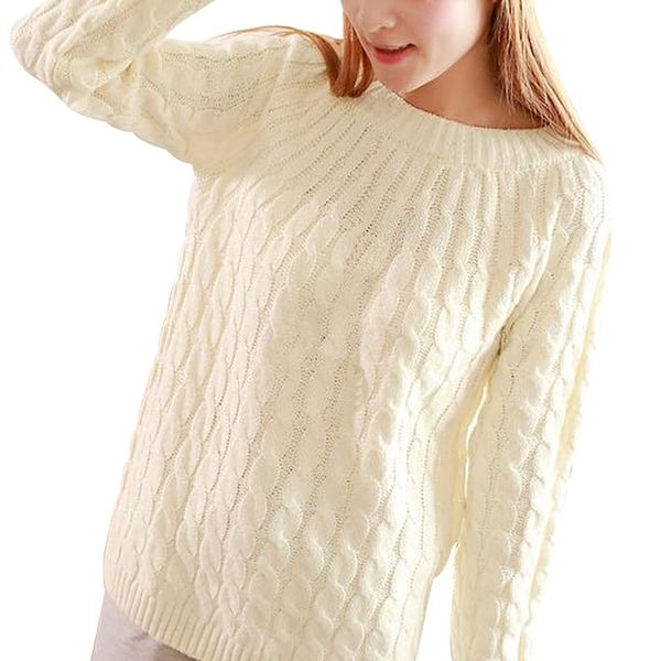 women sweater pullovers casual long sleeve o-neck twist knitted christmas sweter casacos femininos, White;black
women sweater pullovers casual long sleeve o-neck twist knitted christmas sweter casacos femininos, White;black