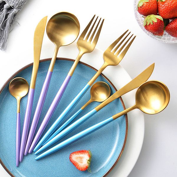18 8 flatware silverware cutlery gold stainless steel fork knife spoon with green blue purple handle wedding
18 8 flatware silverware cutlery gold stainless steel fork knife spoon with green blue purple handle wedding