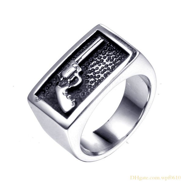 men's creative punk military style revolver gun shape design stainless steel finger rings jewelry, Silver
men's creative punk military style revolver gun shape design stainless steel finger rings jewelry, Silver