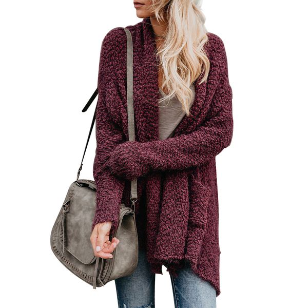 autumn winter loose irregular hem soft long sleeve solid pocket fashion casual women cardigan crew neck fuzzy knit open front, White
autumn winter loose irregular hem soft long sleeve solid pocket fashion casual women cardigan crew neck fuzzy knit open front, White