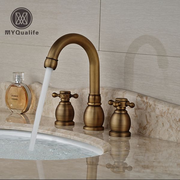 antique brass dual handle basin faucet widespread 3 hole bathroom mixer taps deck mount
antique brass dual handle basin faucet widespread 3 hole bathroom mixer taps deck mount
