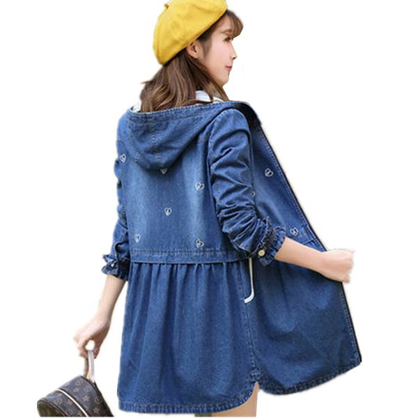 women vintage denim trench coat 2019 new autumn winter casual waist jean hooded medium long windbreaker thicken overcoat c67, Tan;black
women vintage denim trench coat 2019 new autumn winter casual waist jean hooded medium long windbreaker thicken overcoat c67, Tan;black