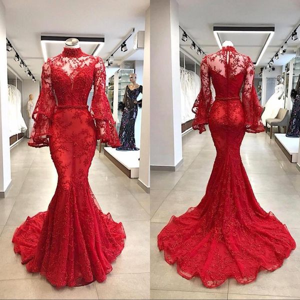 2019 vintage sheer long sleeves red prom dresses high neck mermaid appliqued sequined african black girls evening gowns red carpet dress
2019 vintage sheer long sleeves red prom dresses high neck mermaid appliqued sequined african black girls evening gowns red carpet dress