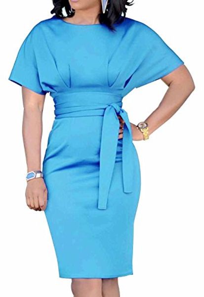 shinfy women's elegant short sleeve busniess bodycon pencil dress belt, Black;gray 
shinfy women's elegant short sleeve busniess bodycon pencil dress belt, Black;gray