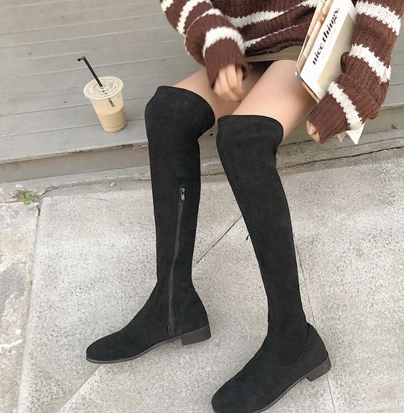 women's over-the-knee boots new korean version of the side zipper high-heeled thick with elastic net red thin and thin wild knight boot, Black
women's over-the-knee boots new korean version of the side zipper high-heeled thick with elastic net red thin and thin wild knight boot, Black