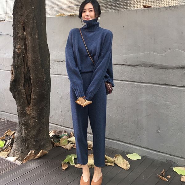 casual sweater pants knitted 2 pieces set turtleneck pullovers & elastic waist pants women sweater sets 2019 autumn knitted set v191021, White
casual sweater pants knitted 2 pieces set turtleneck pullovers & elastic waist pants women sweater sets 2019 autumn knitted set v191021, White