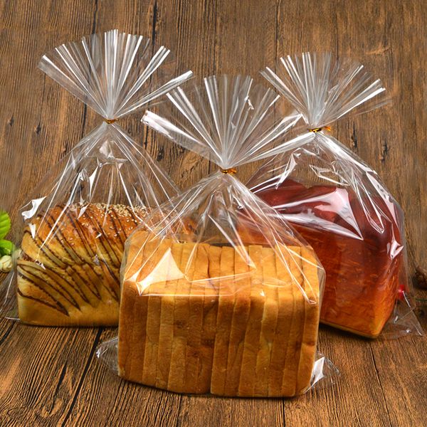 

80pcs / lot transparent toast bread bag plastic packaging bakery baking supplies packaging party large bread bag