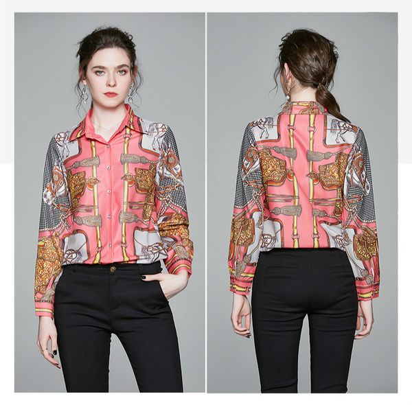 luxury fashion printed elegant pink shirts women long sleeve lapel neck ladies runway button shirt blouses office designer shirts, White
luxury fashion printed elegant pink shirts women long sleeve lapel neck ladies runway button shirt blouses office designer shirts, White