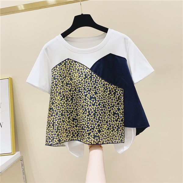 irregular splicing short sleeve t-shirt female summer korean style womens t-shirt t shirts ladies tees, White
irregular splicing short sleeve t-shirt female summer korean style womens t-shirt t shirts ladies tees, White