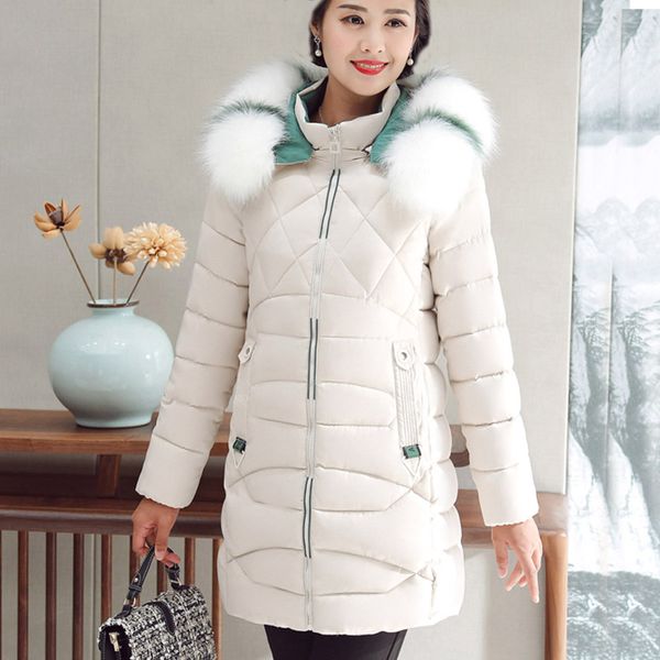 fashion women women's winter jacket artificial large fur collar female jacket slim cotton-padded long winter coat parka, Black
fashion women women's winter jacket artificial large fur collar female jacket slim cotton-padded long winter coat parka, Black