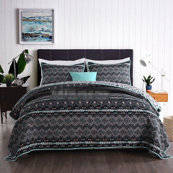 3pcs bohemian style stripes patchwork quilt sanding bedspread full king size printed black bed cover al
3pcs bohemian style stripes patchwork quilt sanding bedspread full king size printed black bed cover al