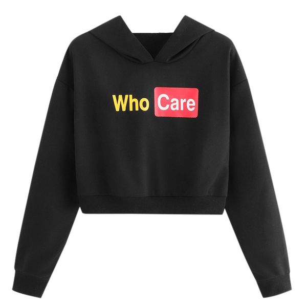 women crop hoodie pullover casual long sleeve letter cropped sweatshirt who care print streetwear kpop short hoody, Black
women crop hoodie pullover casual long sleeve letter cropped sweatshirt who care print streetwear kpop short hoody, Black